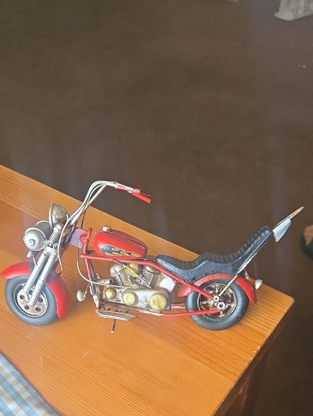 Motorcycle Decor Scrap Metal Handcrafted Bike Motor Harley Knuckle Head Toy